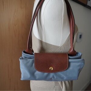 Longchamp Brown and Blue Shoulder Bag